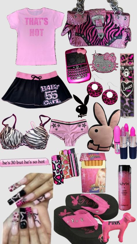 Y2k Moodboard, Real Y2k, Mc Bling, Mcbling Trashy Y2k, Pink Playboy, Mcbling Fashion, Trashy Outfits, Y2k Nostalgia, Y2k Fits