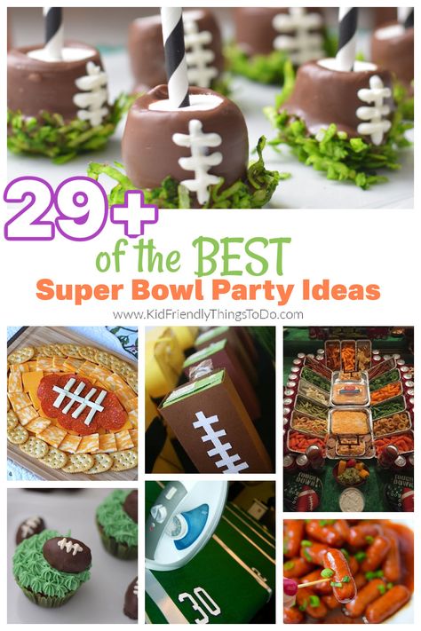 These Super Bowl Party Ideas will help you score a touchdown of your own on game day. These DIY game-day-inspired party ideas are winners, from Super Bowl decoration. game day party treats, game day snacks, football desserts, super bowl fruit trays, football party gifts and Super Bowl food ideas. Superbowl Party Food Display, Super Bowl Party Food Mexican, Super Bowl Party Kids Games, Steeler Party Ideas, Carolina Panthers Party Ideas, Kids Football Party Food, Game Day Ideas Football, 60th Football Birthday Party, Game Day Decorations Football