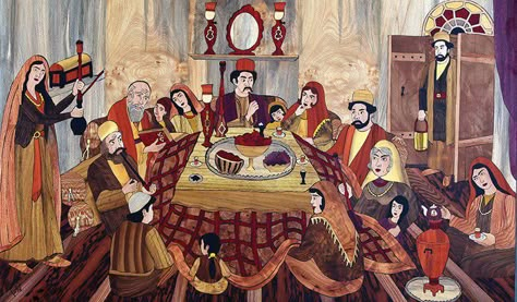 Iranian Korsi Brings Family Members Together on Yalda Night Persian History, Afghanistan Culture, Yalda Night, Old Culture, Persian Painting, Calligraphy Doodles, Beautiful Iran, Iran Pictures, Persian Art Painting