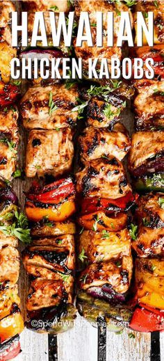 Pineapple Bbq Sauce, Pineapple Chicken Kabobs, Hawaiian Chicken Kabobs, Chicken Veggies, Grilled Dinner, Hawaiian Chicken, Kabob Recipes, Fruit Kabobs, Chicken Kabobs