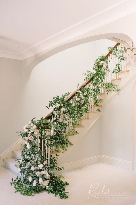 Ryan And Sydney Strome Tie The Knot At Evergreen Brickworks - Rachel A. Clingen Wedding & Event Design Wedding Staircase Decoration, Evergreen Brickworks, Wedding Stairs, Wedding Staircase, Chic Modern Wedding, Every Girls Dream, Neutral Wedding Flowers, Floral Wedding Decorations, Staircase Decor