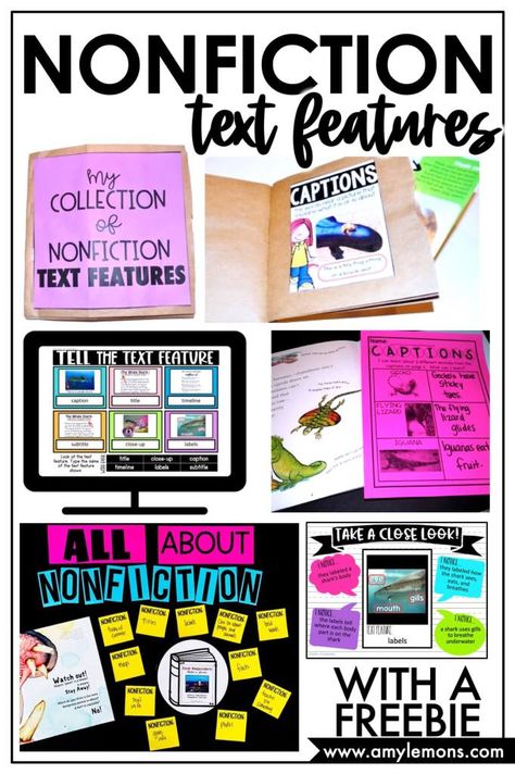 Teaching Nonfiction Text Features Second Grade, Nonfiction Text Features 2nd Grade, Text Features 2nd Grade, Non Fiction Text Features Activities, Nonfiction Text Features Activities, Nonfiction Reading Strategies, Teaching Nonfiction Text Features, Text Features Activities, Interactive Reading Activities