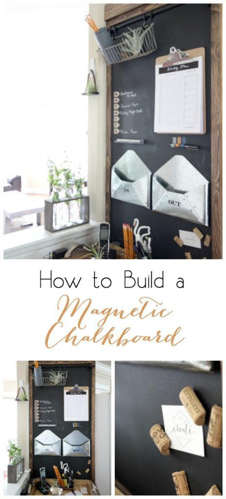 How to Build a Magnetic Chalkboard - perfect idea to organize your family! Love this rustic, industrial command center! Magnetic Organizer, Kitchen Chalkboard, Command Centers, Family Command Center, Magnetic Chalkboard, Fridge Decor, Chalkboard Wall, Craft Decor, Command Center