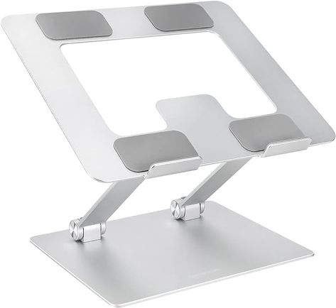 Amazon.com: Amazon Basics - Laptop Stand for Desk, Portable and Adjustable Laptop Riser, Holds All Laptops and Notebook up to 17.3 Inch, Silver : Electronics Laptop Stand For Desk, Computer Stand For Desk, Laptop Riser, Computer Stand, Amazon Basics, Surface Laptop, Dell Xps, Monitor Stand, Adjustable Desk