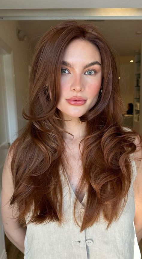 Copper Brown Hair Color, Pale Skin Hair Color, Copper Brown Hair, Hair Color For Fair Skin, Warm Brown Hair, Hair Pale Skin, Maple Brown, Brown Hair Looks, Brown Hair Inspo