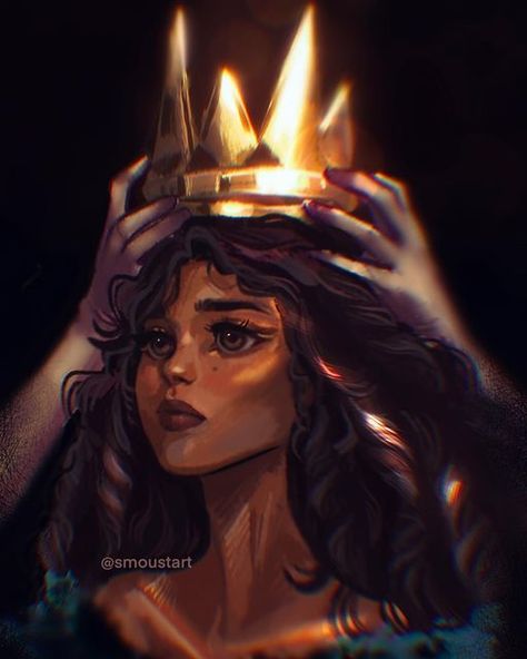 Black Crowns Queens, Coronation Drawing, Queen Crown Drawing, Megan Aesthetic, Coronation Art, Queen Reference, Crown Portrait, Magic Queen, Queen Painting