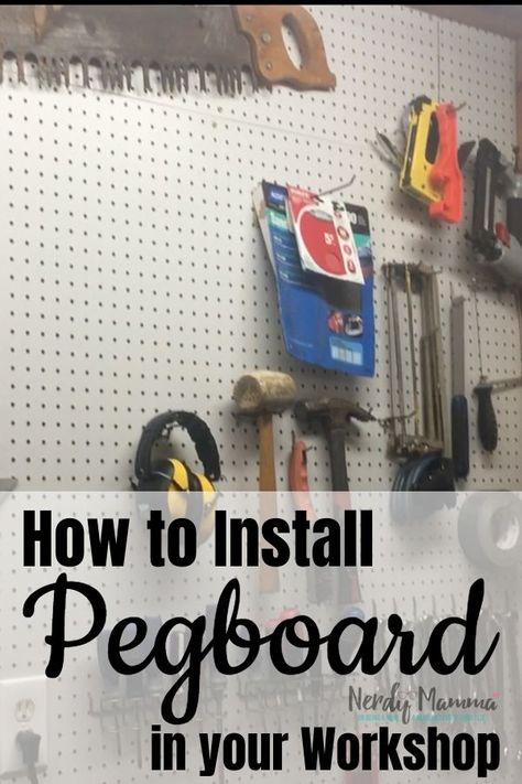 Diy Garage Pegboard, How To Install Pegboard, Craft Ideas Easy Diy, Diy Ideas Bedroom, Hanging Garage Shelves, Organized Craft Room, Peg Board Walls, Garage Wall Shelving, Pegboard Garage