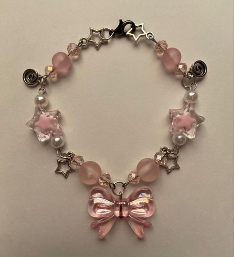 sold on my instragram tags- #handmade #bracelet #stars #swirls #pink #gyaru #jewelry #cute #y2k Manik Manik, Bracelet Inspo, Friendship Jewelry, Diy Bracelet Designs, Beads Bracelet Design, Jewelry Accessories Ideas, Bracelets Diy, Funky Jewelry, Pretty Bracelets