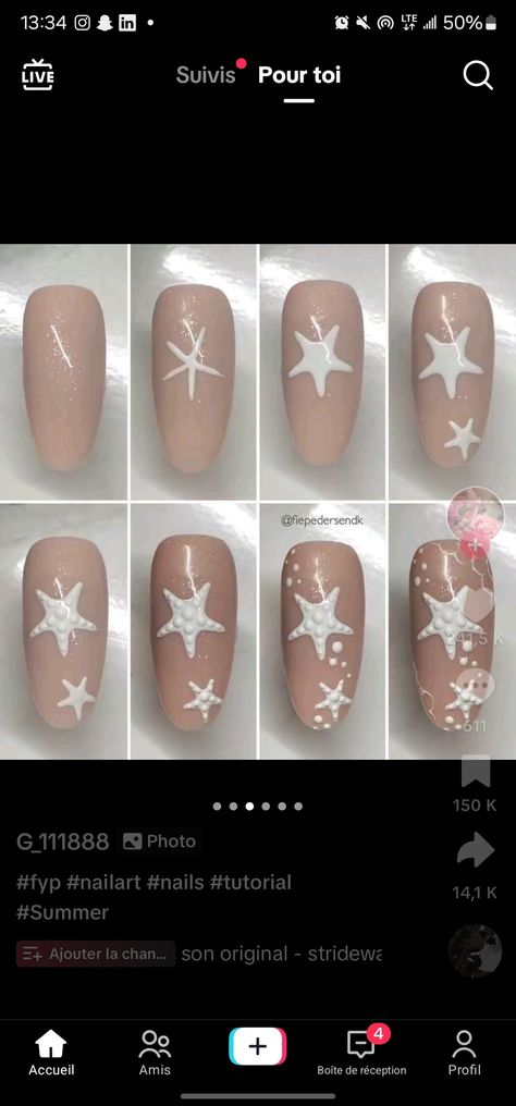 Fish Nail Art, Sea Nail Art, Seashell Nails, Sea Nails, Unghie Sfumate, Gel Paint, Nail Designs Tutorial, Nail Drawing, Summery Nails