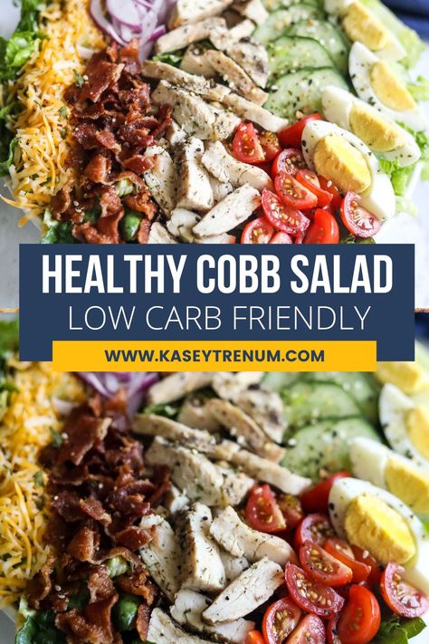 Healthy Cobb Salad Recipe with Chicken Healthy Salad Ingredients, Best Cobb Salad, Healthy Cobb Salad, Salad Recipe With Chicken, Olive Garden Salad Recipe, Chicken Breast Salad, Low Carb Chicken Salad, Chicken Cobb Salad, Classic Cobb Salad