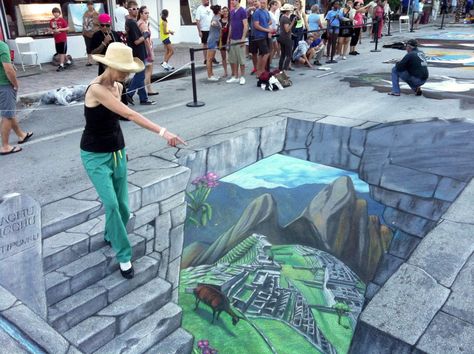 Breathtaking 3D Sidewalk Art To Be Enjoyed By All 3d Sidewalk Chalk Art, 3d Sidewalk Art, Deck The Palms, Street Painter, 3d Street Painting, Street Chalk Art, Dapple Grey Horses, Eric Gill, Chalk Artist