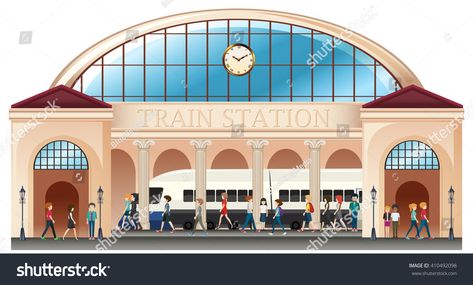 Train Station Illustration, P Alphabet, Alphabet Train, Theatre Backdrops, Train Projects, Landmarks Art, Grand Central Station, Train Depot, Printable Flash Cards