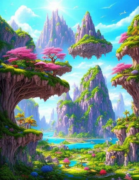 Modern Perspectives: Exploring Landscape Design Trends Mountain Landscape Photography, Background Phone, Magic Land, Anime City, Island Theme, My Fantasy World, Fantasy Castle, Fantasy City, Fantasy Places