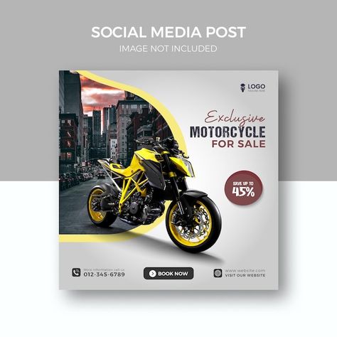 Bike Poster Design Graphics, Motorcycle Social Media Design, Bike Social Media Post, Bike Poster Design, Car Social Media Post, Instagram Post Template Design, Motorcycle Advertising, Social Media Banner Design, Post Template Design