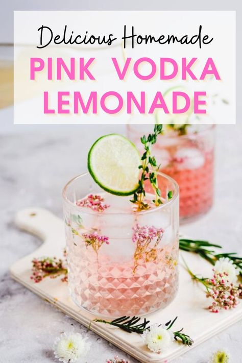 New Year Cocktails, Pink Lemonade Vodka, Pink Vodka, Vegan Cocktails, Cocktails To Make At Home, How To Make Pink, Cocktails At Home, Vodka Lemonade, Lemonade Cocktail