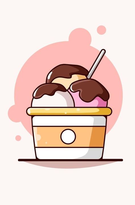 Cute Ice Cream Drawing, Ice Cream Cups Design, Drawing Cup, Cream Images, Ice Cream Wall Art, Draw Ice Cream, Ice Cream Painting, Free Graphic Design Software, Cute Flower Drawing