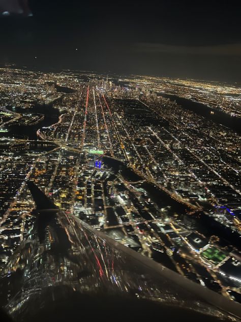 New York From Plane, New York Plane View, New York Plane Ticket, Airplane New York, Plane Tickets Aesthetic, Nwe York, Flying Over New York, Window View Night, Night Cities