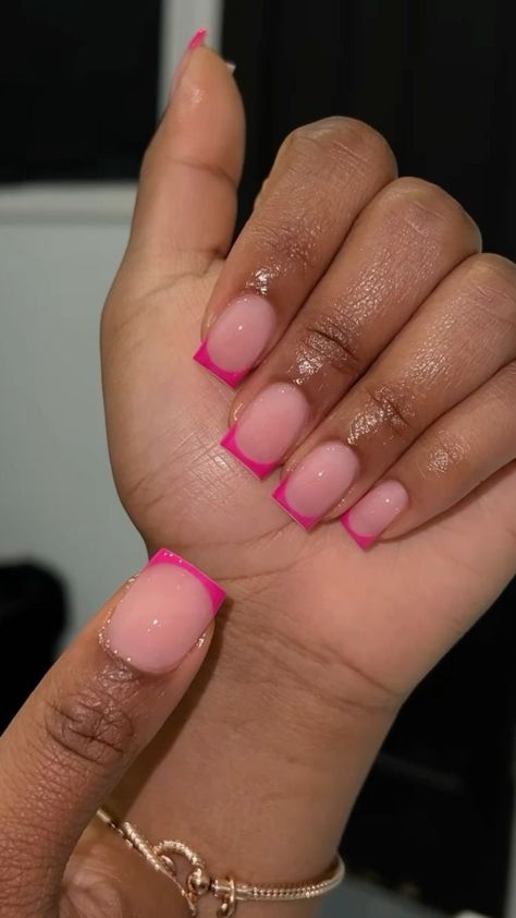 Short Frenchies Nails, Pink Frenchies Nails, Pink Nails French Tip, Frenchies Nails, Pink Frenchies, Nails Back To School, Pink French Tips, Gel Toe Nails, Acrylic Toe Nails