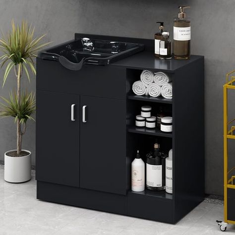 Shampoo Backwash Station for Salons,Salon Station with Shampoo Bowl & Storage Layer,Salon Equipment for Spa Beauty - Bed Bath & Beyond - 40240416 Shampoo Station, Wash Sink, Salon Designs, Bowl Storage, Black Shampoo, Home Hair Salons, Shampoo Bowl, Hydration Station, Barber Chairs