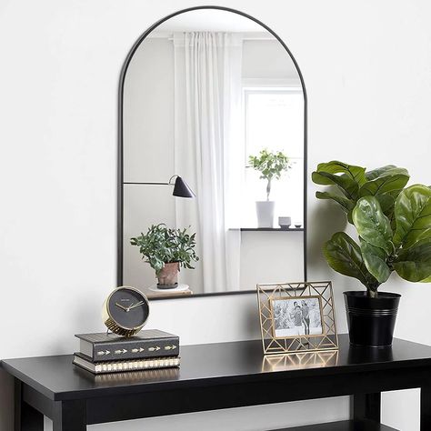 NeuType Arched Wall Mirror for Living Room, Bedroom, Bathroom, Washroom, Hanging or Leaning Against Wall, Best for Room Decor & Home Decor, Aluminum Alloy Frame, Black, 36"x24" affiliate marketing Mirror Wall Decor Bedroom Ideas, Arch Mirror Decor Living Room, Arch Mirror Decor, Mirror Over Couch, Bedroom Amazon Finds, Large Arch Mirror, Couch Entryway, Mirror Wall Decor Bedroom, Bathroom Mirror Round