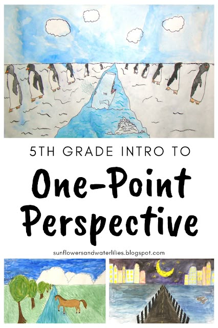 Perspective Drawing Elementary, Fall Perspective Art For Kids, One Point Perspective Projects, One Point Perspective Art Lesson, One Point Perspective Art Lessons, Simple One Point Perspective Drawing, Aerial Perspective Drawing, One Point Perspective Drawing Landscapes, One Point Perspective Drawing Easy