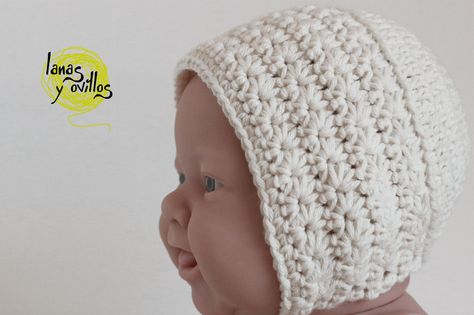 Capota de bebe a ganchillo: patron escrito muy sencillo (sin gráfico) Free Crochet Tutorials, Crochet Baby Projects, Booties Crochet, Knit Projects, Crochet Bebe, Crochet Baby Dress, Crochet Cowl, Crochet Tutorials, Vintage Hat