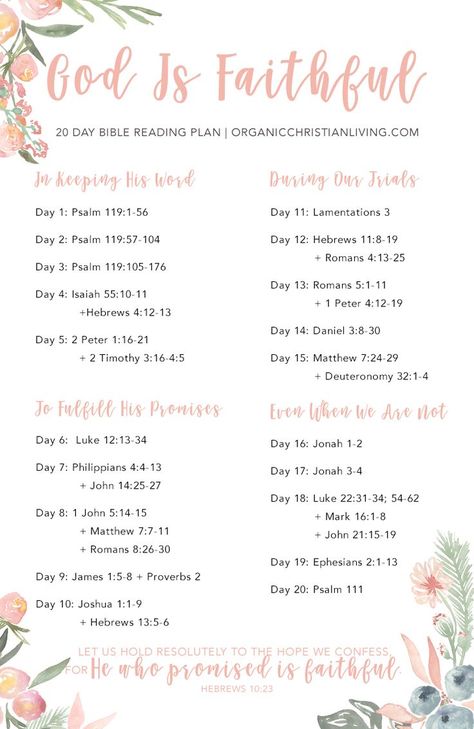 Bible Reading Plan For Women | Topical Bible Study | Bible Study Lessons | Bible Studies for Beginners | God's Faithfulness Bible Reading Plan For College Students, Gospel Reading Plan, Christian Quotes For Women, Bible Plans, Bible Reading Plans, Bible Studies For Beginners, God Is Faithful, Scripture Writing Plans, Bible Study Ideas