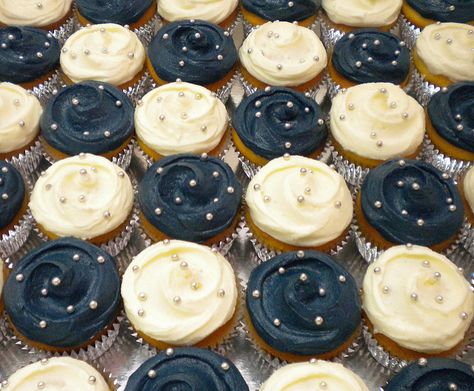 Navy and White | Simply Cupcakes | Flickr Navy Blue And Silver Cupcakes, Navy Blue Wedding Cupcakes, Blue And Silver Cupcakes, Navy Cupcakes, Pearl Cupcakes, Diamonds And Denim Party, Cupcakes White, Décoration Baby Shower, Baby Shower Garcon