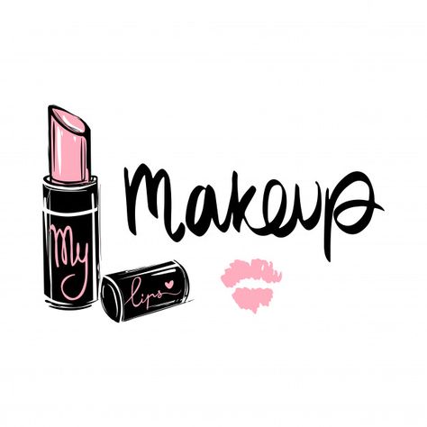 Makeup fashion logo. lettering illustration. calligraphy phrase Premium Vector | Premium Vector #Freepik #vector #logo #abstract #woman #fashion Make Up Wallpapers, Make Up Profile Picture, Makeup Wallpaper Backgrounds Make Up, Makeup Illustration Logo, Make Up Logo Ideas, Makeup Pictures Wallpaper, Makeup Logo Ideas, Lipstick Logo Design, Make Up Drawing