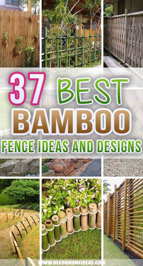 Best Bamboo Fence Ideas. A bamboo screen can transform your garden, patio or balcony into a cozy and exotic paradise. Here are the best bamboo fence ideas to inspire you for your next fencing project. #decorhomeideas Bamboo Fence Decorating Ideas, Bamboo Screening Fence Backyard Privacy, Bamboo Landscaping Ideas, What To Do With Bamboo Poles, Backyard Bamboo Ideas, Diy Bamboo Garden Edging, Bamboos In Garden, Bamboo Pole Ideas, Bamboo Roll Fencing