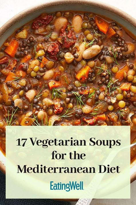 Mediterranean Soup Recipes, Mediterranean Vegetarian Recipes, Mediterranean Soup, Mediterranean Recipes Healthy, Mediterranean Diet Recipes Dinners, Vegetarian Soups, Med Diet, Easy Mediterranean Diet, Vegetarian Soup Recipes