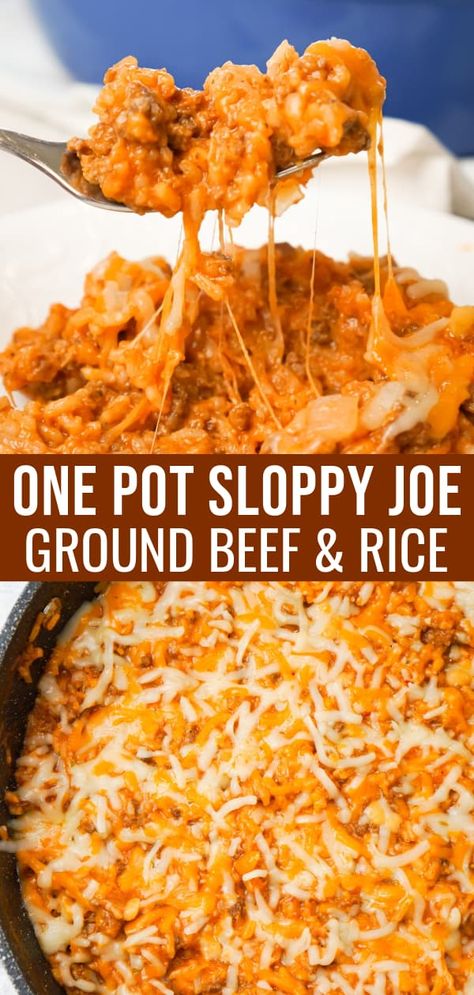 Sloppy Joe And Rice, Quick Big Family Dinners, Easy Recipes For One Healthy, Week Night Healthy Dinners, Recipes To Make With Rice, Easy Cheap Ground Beef Recipes, Meat Supper Ideas, Quick Hamburger Meat Recipes Ground Beef Easy Dinners, Ground Beef And Rice Recipes Easy