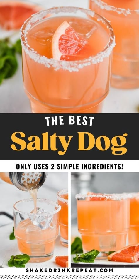 Salty Dog Dog Themed Drinks Puppy Party, Dog Themed Alcoholic Drinks, Dog Inspired Cocktails, Dog Themed Cocktails, Salty Cocktails, Dog Themed Drinks, Salty Dog Drink, Salty Dog Cocktail Recipe, Salty Dog Cocktail