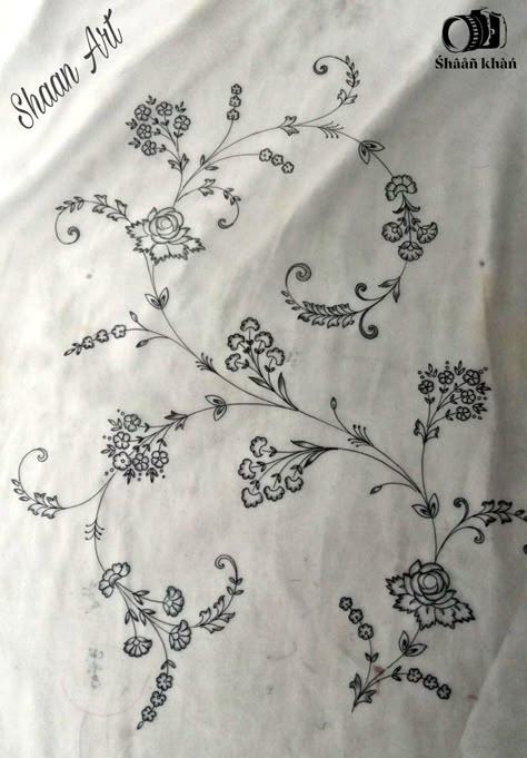 Jal Work Embroidery, Embroidery Jall Design, All Over Jaal Embroidery Design, Jal Embroidery Designs, Embroidery Jaal Design, Jaal Embroidery Design, Jaal Design, Embroidery Sketch, Hand Embroidery Dress