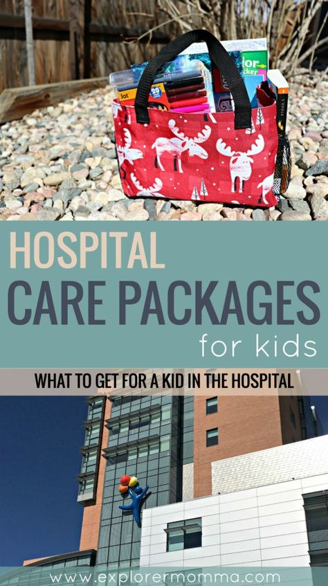 Are you struggling with what to get a kid in the hospital? When you visit take an awesome hospital care package for kids! Gift ideas for a sick kid or a kid in the hospital. #hospital #carepackage #giftsforkids #kidsactivities #explorermomma Hospital Care Packages, Kids In Hospital, Hospital Gift Baskets, Kids Surgery, Hospital Care Package, Kids Care Package, Surgery Care Package, Get Well Baskets, Chemo Care Package