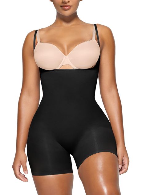 YIANNA Sculpting Bodysuit for Women Tummy Control Seamless Shapewear Scoop Neck Thong Body Shaper Sculpting Bodysuit, Fashionable Aesthetic, Shapewear For Women, Top Aesthetic, Open Bust, Straight Jacket, Shapewear Bodysuit, Tummy Tucks, Women's Shapewear