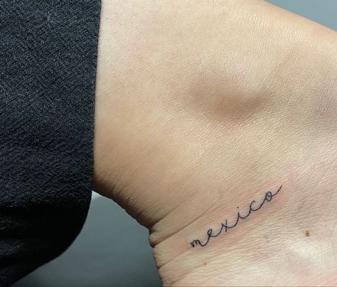 #tattoo #smalltattoo #finelinetattoodesign #mexico #mexicotattoo #tatuaje Cancun Mexico Tattoo Ideas, Mexican Small Tattoos, Small Mexico Tattoo, Tattoo Mexico Ideas, Durango Mexico Tattoos, Mexico Stamp Tattoo, Made In Mexico Tattoo, Mexico Tattoo For Women, Small Mexican Tattoo For Women