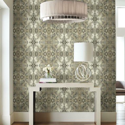 Candice Olson Peel & Stick Abstract Roll & Reviews | Wayfair Half Bath Wallpaper, Bath Wallpaper, Basement Room, Candice Olson, Kaleidoscope Images, York Wallcoverings, New Space, Peel Stick Wallpaper, Burke Decor