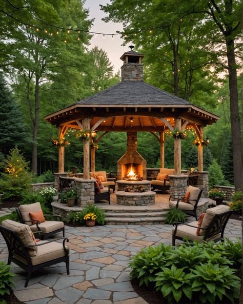 20 Stunning Outdoor Gazebo Ideas To Transform Your Backyard – ToolzView Gazebo Near Pool, Massive Garden Ideas, Craftsman Style Gazebo, Gazebo With Fireplace Ideas, Outdoor Gazebo With Fireplace, Backyard Landscaping Gazebo, Concrete Gazebo Ideas Backyard, Backyard Pagoda Patio Ideas, Farmhouse Gazebo Ideas Backyard