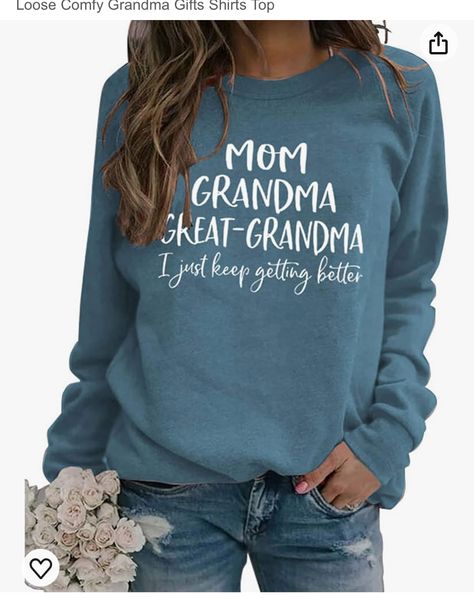 Funny Sweatshirts For Women, Mom Grandma Great Grandma, Nana Sweatshirt, Blessed Grandma, Grandma Sweatshirt, Graphic Streetwear, Christmas T Shirt Design, Vacation Family, Great Grandma