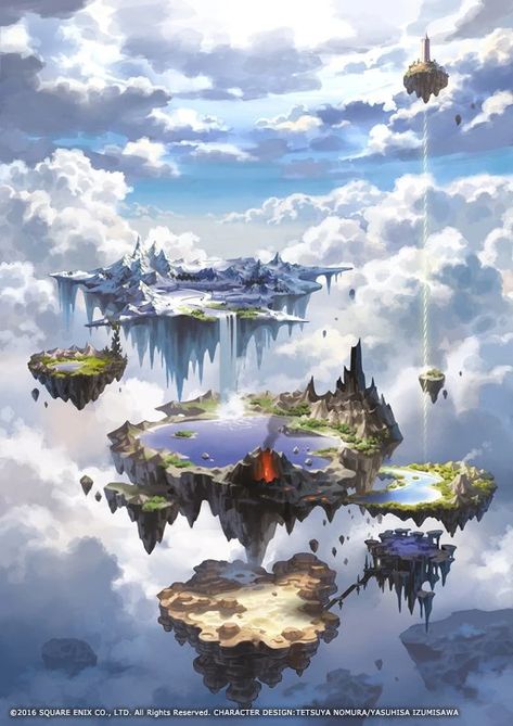 Floating In The Sky, Landscape Concept, Fantasy City, Fantasy Places, Fantasy Setting, Fantasy Map, Fantasy Art Landscapes, Fantasy Concept Art, Arte Fantasy