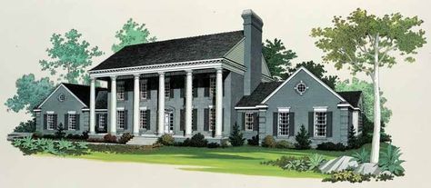 NeoClassical House Plan with 4059 Square Feet and 5 Bedrooms from Dream Home Source | House Plan Code DHSW45219 Classic House Plans, Built In China Cabinet, Neoclassical House, Colonial House Plans, Shingle Siding, Colonial Style Homes, Southern House Plans, Cozy Fireplace, Stately Home