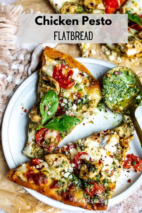 Chicken Pesto Flatbread Flat Bread Chicken Pesto Pizza, Pesto Pizza Chicken, Flatbread With Chicken, Healthy Chicken Flatbread, Grilled Chicken Flatbread, Flatbread Recipes Pesto, Pesto Chicken Flatbread Pizza, Pesto Chicken Pizza Recipe, Grilled Chicken Flatbread Recipes