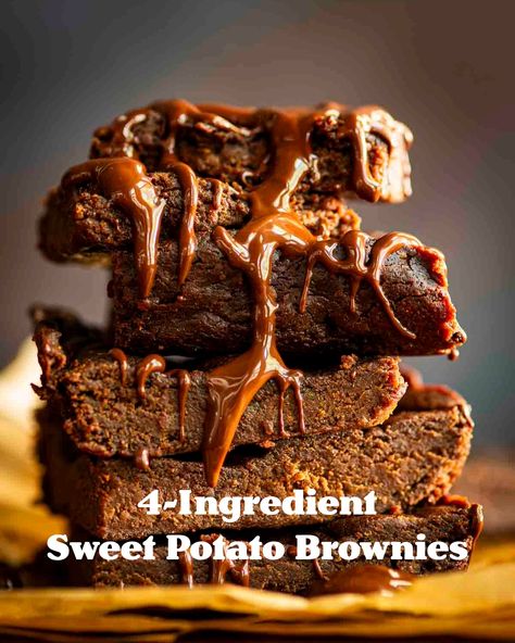 4-Ingredient Fudgy Sweet Potato Brownies (Vegan, GF) - Shane & Simple Vegan Sweet Potato Brownies, Sweet Potato Benefits, Potato Brownies, Pumpkin Pie Spice Mix, Gluten Free Sweet Potato, Brownie Recipes Healthy, Sweet Potato Brownies, Vegan Brownies, Plant Based Desserts