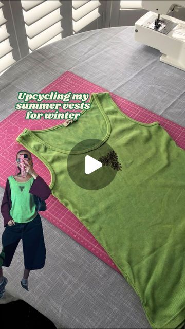 Moey slow fashion on Instagram: "Upcycling my old vests ready for winter!♻️ 

A super quick upcycle idea for those summer vests that you no longer wear! Switch them into cool tees for a bit of extra warmth in the winter, I’ve loved doing this to a few of my old vests. I used a burgundy fabric contrasting to the green vest I had here and I love how it turned out but you can do this to your own taste!🫶🏼♻️

If you’re a newbie to sewing, take a look at my online beginner sewing course (link in bio) where you can learn helpful tips and techniques on sewing and upcycling your own clothing! It also includes a whole module focusing on setting up and getting to know your sewing machine so if you’re completely new I really think it will help you🫶🏼🎀

#upcycling #upcycledclothing #upcycledfashion Sewing Courses, Burgundy Fabric, Summer Vest, Beginner Sewing, Green Vest, Upcycled Fashion, Sewing For Beginners, New Me, Getting To Know You