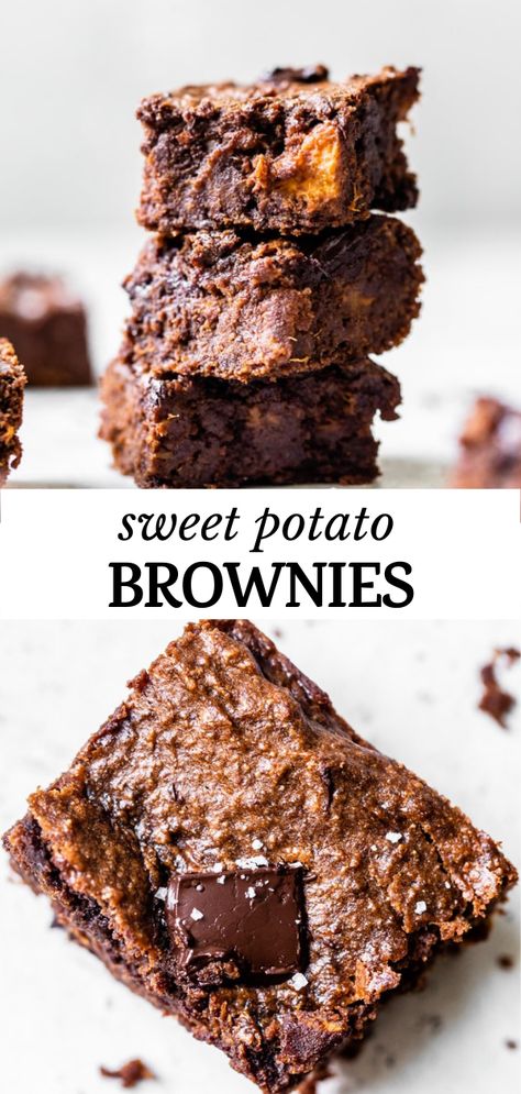 Sweet Potato Brownies 4 Ingredients, Sweet Potatoe Brownie, Potato Brownies, Sweet Potato Brownies, Brownie Ingredients, Gluten Free Desserts Recipes, Paleo Desserts, Muffin Tins, Mashed Sweet Potatoes