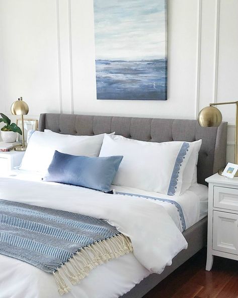 Coastal Style Decorating, Calming Bedroom, Coastal Bedrooms, Coastal Bedroom, Design Del Prodotto, Modern Bedroom Design, Blue Bedroom, Master Bedrooms Decor, Master Bedrooms