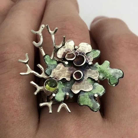 Touch Designer, Enameled Jewelry, Bold Jewelry, Funky Jewelry, Enamel Ring, Hand Jewelry, Metal Clay, Nature Jewelry, Dream Jewelry