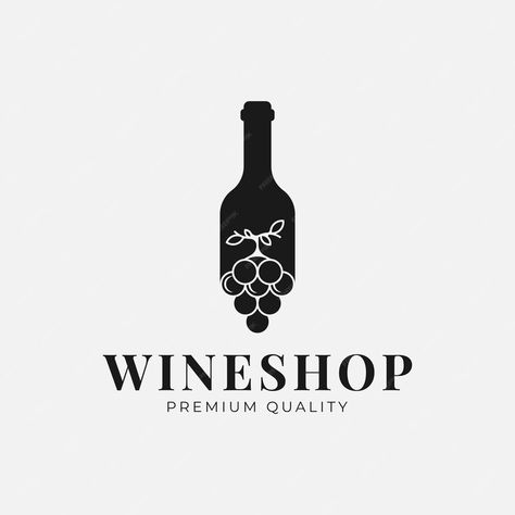 Premium Vector | Wine bottle icon Wine Grape logo vector design Wine Logo Design Ideas, Bottle Logo Design, Grape Logo, Wine Bottle Logo, Vine Logo, Wine Logo Design, Vine Bottle, Bottle Icon, Bottle Logo