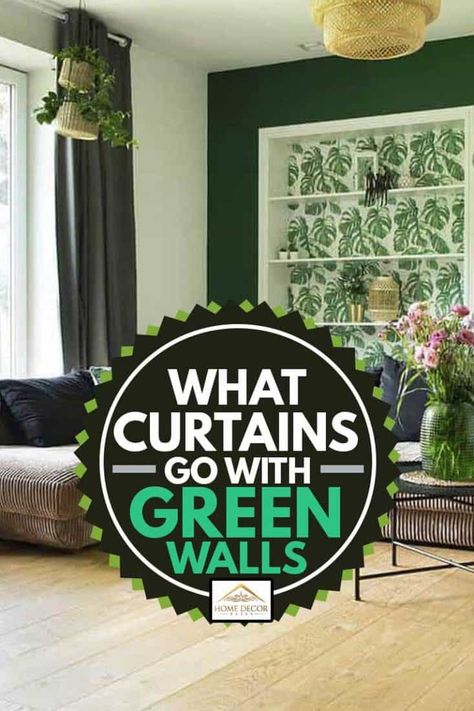 Curtains Ideas For Living Room, Curtains Ideas Modern, Bedrooms Dark, Yellow Curtains Living Room, Green Curtains Bedroom, Lounge Curtains, Dark Green Rooms, Green Kitchen Walls, Dark Green Living Room